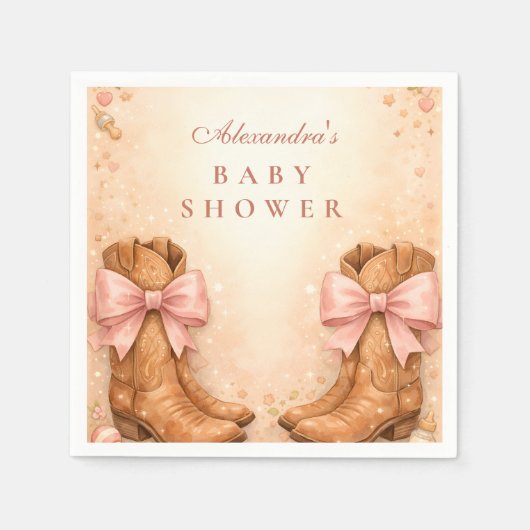 Boots And Bows Western Baby Shower スタンダードカクテルナプキン (正面)