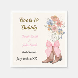 Boots and Bubbly Bridal Shower スタンダードカクテルナプキン