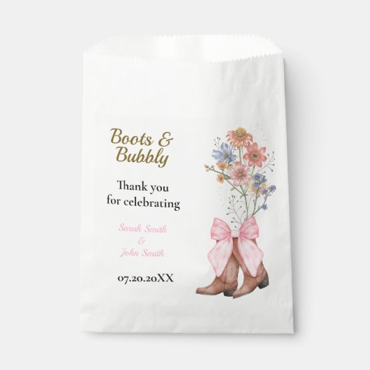 Boots and Bubbly Bridal Shower フェイバーバッグ (正面)