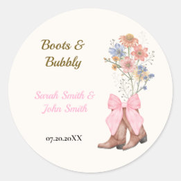 Boots and Bubbly Bridal Shower ラウンドシール