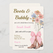 Boots and Bubbly Bridal Shower 招待状 (正面/裏面)