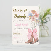Boots and Bubbly Bridal Shower 招待状 (スタンド正面)