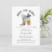 Boots and Bubbly Bridal Shower Blue Floral Western 招待状 (スタンド正面)