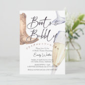 Boots and Bubbly Bridal Shower Champagne Glass 招待状 (スタンド正面)