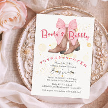 Boots and Bubbly Bridal Shower Coquette Pink Bow