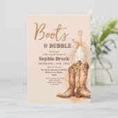  Boots and Bubbly Bridal Shower Invitation 招待状 (スタンド正面)