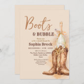  Boots and Bubbly Bridal Shower Invitation 招待状 (正面/裏面)