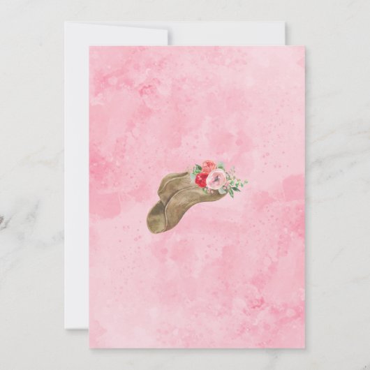 Boots and Bubbly Bridal Shower Pink Floral Rustic 招待状 (裏面)