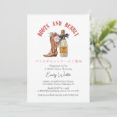 Boots and Bubbly Bridal Shower Red Floral Western 招待状 (スタンド正面)