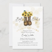 Boots and Bubbly Bridal Shower Sunflower Gold 招待状 (正面)