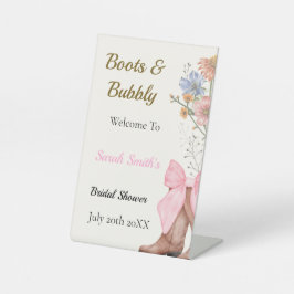 Boots and Bubbly Bridal Shower Welcome 台座サイン