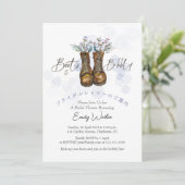 Boots and Bubbly Bridal Shower Winter Blue Floral 招待状 (スタンド正面)