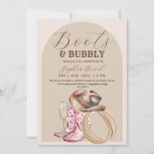  Boots and Bubbly Brown Western Bridal Shower 招待状 (正面)