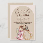  Boots and Bubbly Brown Western Bridal Shower 招待状 (正面/裏面)