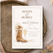 Boots and Bubbly Floral Bow Bridal Shower 招待状