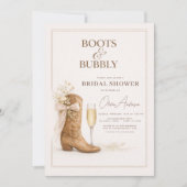 Boots and Bubbly Floral Bow Bridal Shower 招待状 (正面)