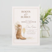 Boots and Bubbly Floral Bow Bridal Shower 招待状 (スタンド正面)