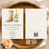 Boots and Bubbly QR Code Bow Bridal Shower 招待状
