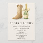 Boots and Bubbly QR Code Bow Bridal Shower 招待状 (正面)