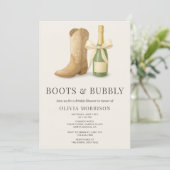 Boots and Bubbly QR Code Bow Bridal Shower 招待状 (スタンド正面)