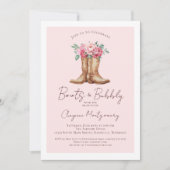 Boots and Bubbly Rustic Pink Cowgirl Bridal Shower 招待状 (正面)