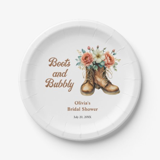 Boots and Bubbly Rustic Western Bridal Shower  ペーパープレート (正面)