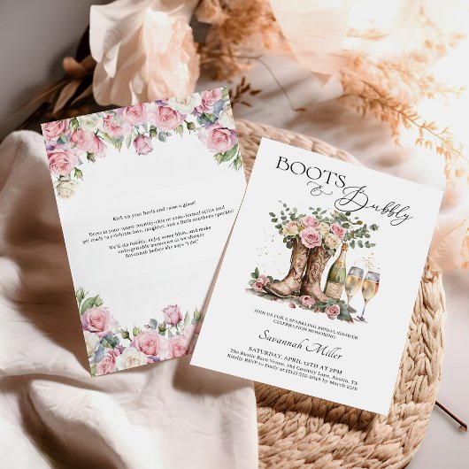 Boots and Bubbly Rustic Western Bridal Shower 招待状