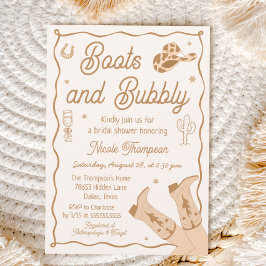 Boots and Bubbly Western Bridal Shower Invitation 招待状