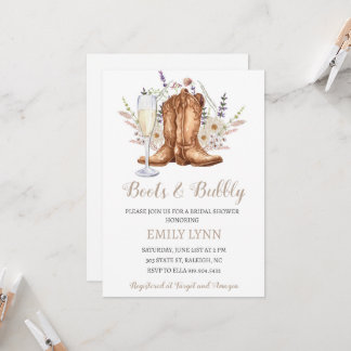 Boots and Bubbly Western Bridal Shower Invitation 招待状
