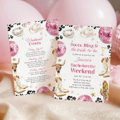 Boots & Bling Pink Bachelorette Weekend Itinerary 招待状