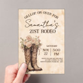 Boots & Blush Rustic Western Cowgirl 21st Birthday アクリル招待状 (インサイチュ (ポータブル))