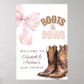 Boots & Bows Baby Shower Welcome Poster ポスター (正面)