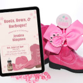 Boots Bows & BBQ Pink Baby Shower 招待状