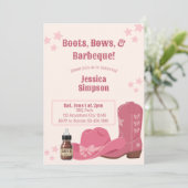 Boots Bows & BBQ Pink Baby Shower 招待状 (スタンド正面)