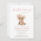 Boots Bows & Bottles Pink Western Girl Baby Shower 招待状 (正面)