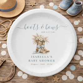  Boots Bows & Bottles Western Chic Boy Baby Shower ペーパープレート