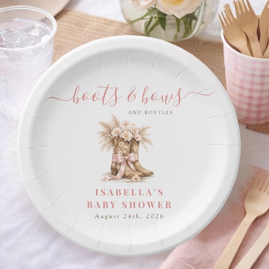 Boots Bows Bottles Wild West Girl Baby Shower     ペーパープレート