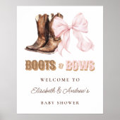 Boots & Bows TWINS Baby Shower Welcome Poster ポスター (正面)