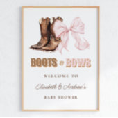 Boots & Bows TWINS Baby Shower Welcome Poster ポスター