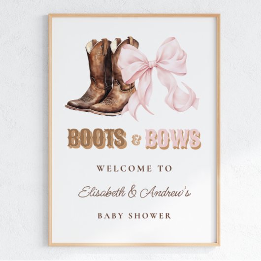 Boots & Bows TWINS Baby Shower Welcome Poster ポスター