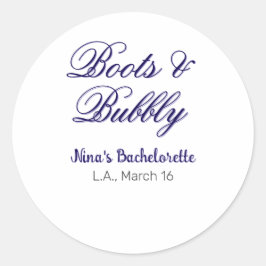 Boots & Bubble bachelorette party name purpleplace ラウンドシール