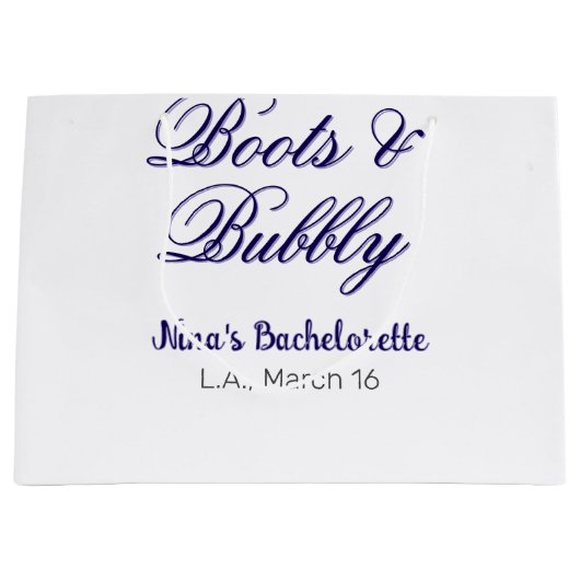 Boots & Bubble bachelorette party name purpleplace ラージペーパーバッグ (正面)