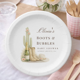 Boots & Bubbles Elegant Western Baby Shower ペーパープレート