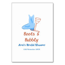 Boots & bubbly champagne bottle bridal shower blue