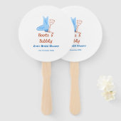 Boots & bubbly champagne bottle bridal shower blue ハンドファン (正面&裏面)