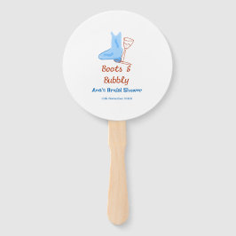 Boots & bubbly champagne bottle bridal shower blue ハンドファン