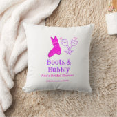 Boots & bubbly champagne bottle bridal shower pink クッション (ブランケット)