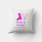 Boots & bubbly champagne bottle bridal shower pink クッション (裏面)
