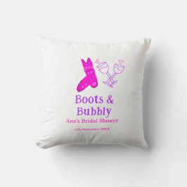 Boots & bubbly champagne bottle bridal shower pink クッション