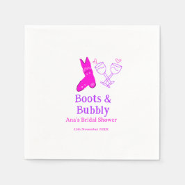 Boots & bubbly champagne bottle bridal shower pink スタンダードカクテルナプキン